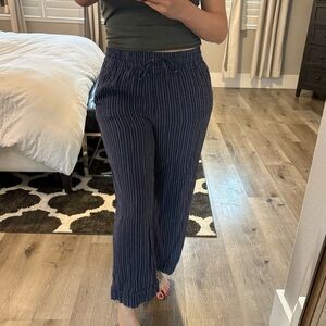 Time and Tru Women's Navy Pinstripe Wide Leg Pants